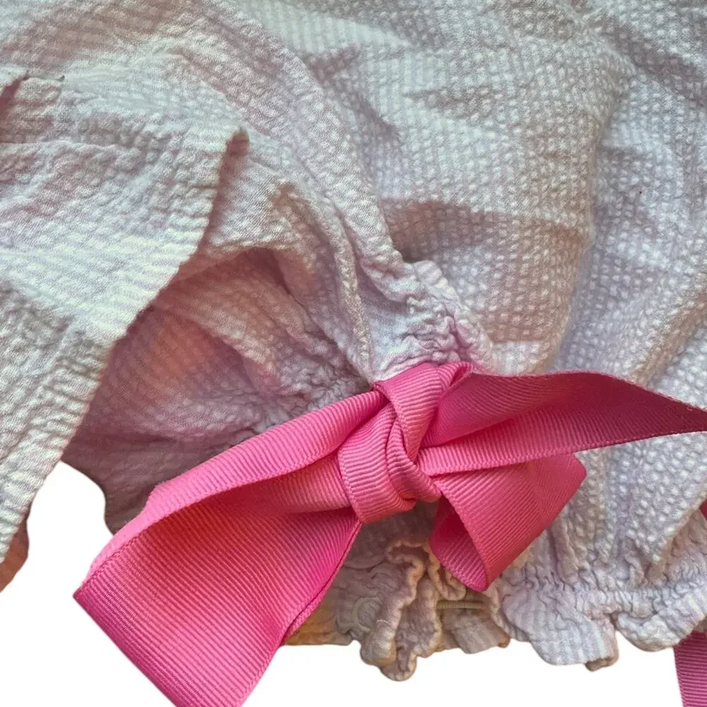 Vintage Bailey Boys Pink Seersucker Watermelon Bubble Romper 18M